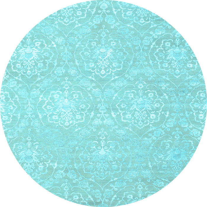 Round Abstract Light Blue Contemporary Rug, con825lblu