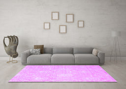 Machine Washable Abstract Purple Contemporary Area Rugs in a Living Room, wshcon825pur