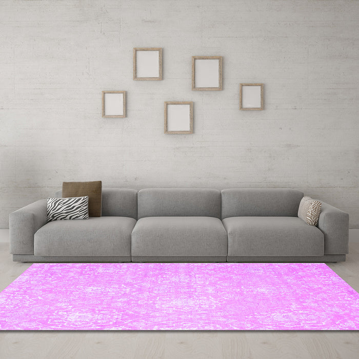 Machine Washable Abstract Purple Contemporary Area Rugs in a Living Room, wshcon825pur