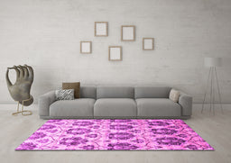 Machine Washable Abstract Pink Contemporary Rug in a Living Room, wshcon826pnk