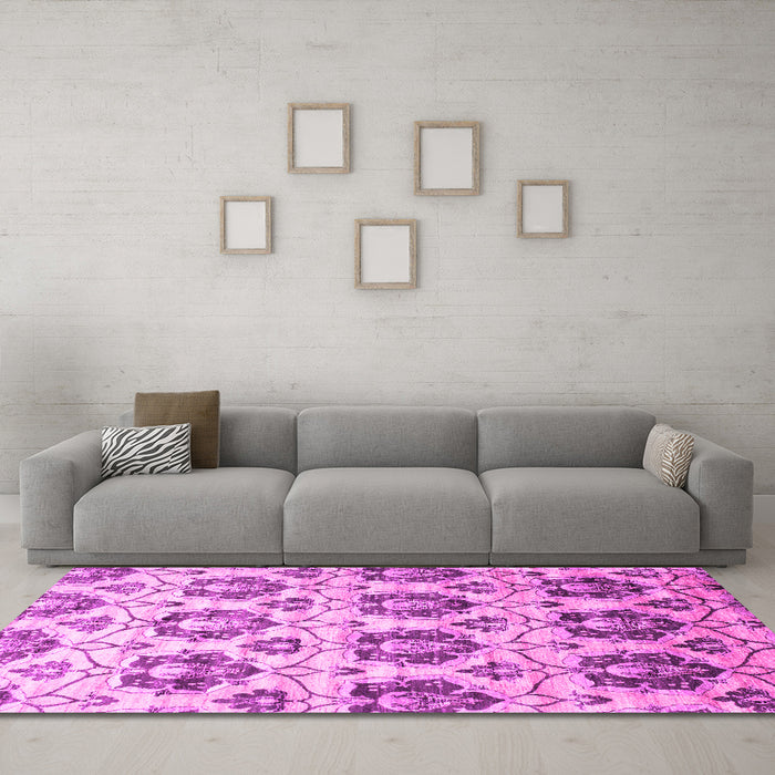 Machine Washable Abstract Pink Contemporary Rug in a Living Room, wshcon826pnk