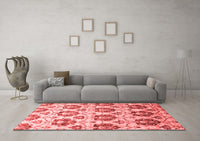 Machine Washable Abstract Red Contemporary Rug, wshcon826red