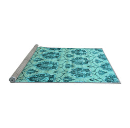 Sideview of Machine Washable Abstract Light Blue Contemporary Rug, wshcon826lblu