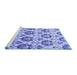 Sideview of Machine Washable Abstract Blue Contemporary Rug, wshcon826blu