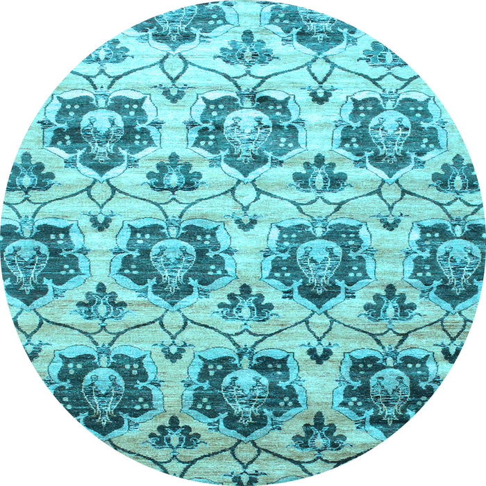 Round Abstract Light Blue Contemporary Rug, con826lblu