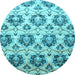 Round Abstract Light Blue Contemporary Rug, con826lblu