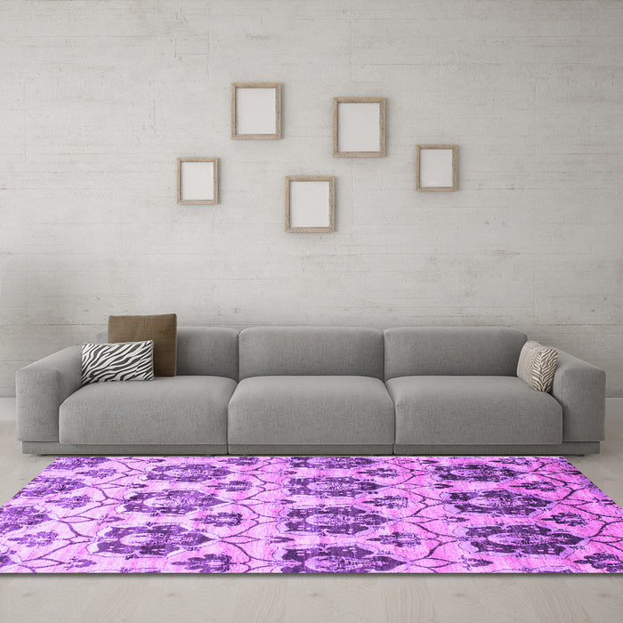 Machine Washable Abstract Purple Contemporary Area Rugs in a Living Room, wshcon826pur