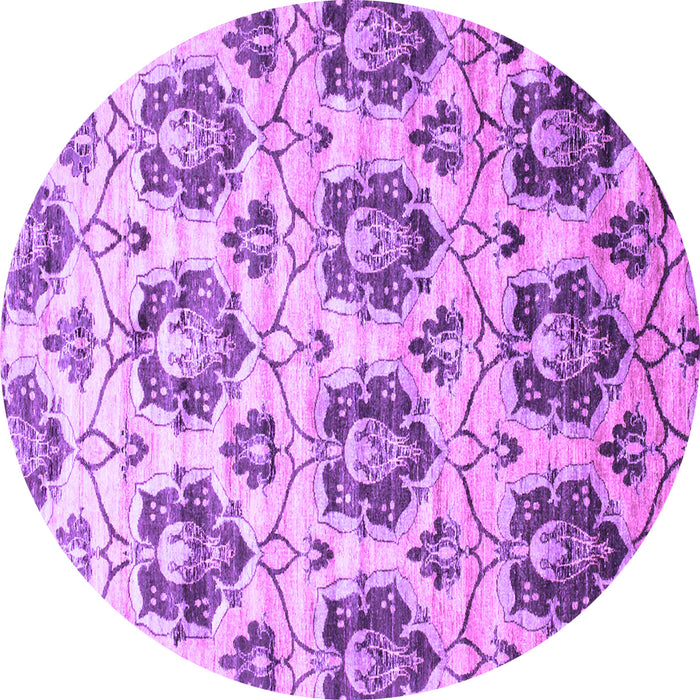 Round Abstract Purple Contemporary Rug, con826pur