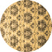 Round Abstract Brown Contemporary Rug, con826brn