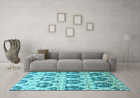 Machine Washable Abstract Light Blue Contemporary Rug, wshcon826lblu