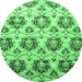 Round Abstract Emerald Green Contemporary Rug, con826emgrn