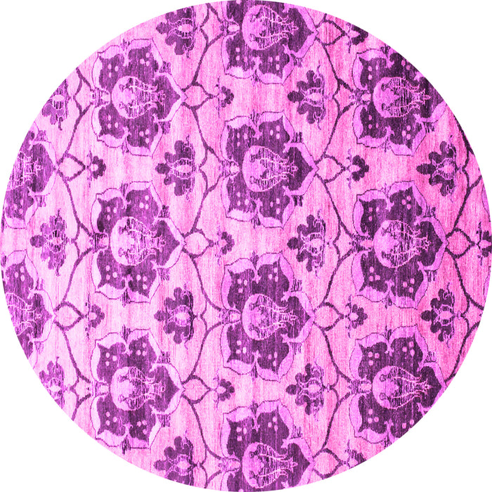 Round Machine Washable Abstract Pink Contemporary Rug, wshcon826pnk