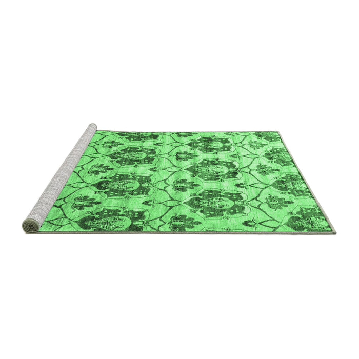 Sideview of Machine Washable Abstract Emerald Green Contemporary Area Rugs, wshcon826emgrn