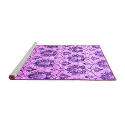 Sideview of Machine Washable Abstract Purple Contemporary Area Rugs, wshcon826pur