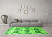 Machine Washable Abstract Green Contemporary Rug, wshcon826grn