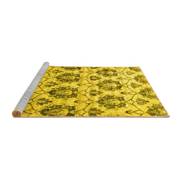 Sideview of Machine Washable Abstract Yellow Contemporary Rug, wshcon826yw