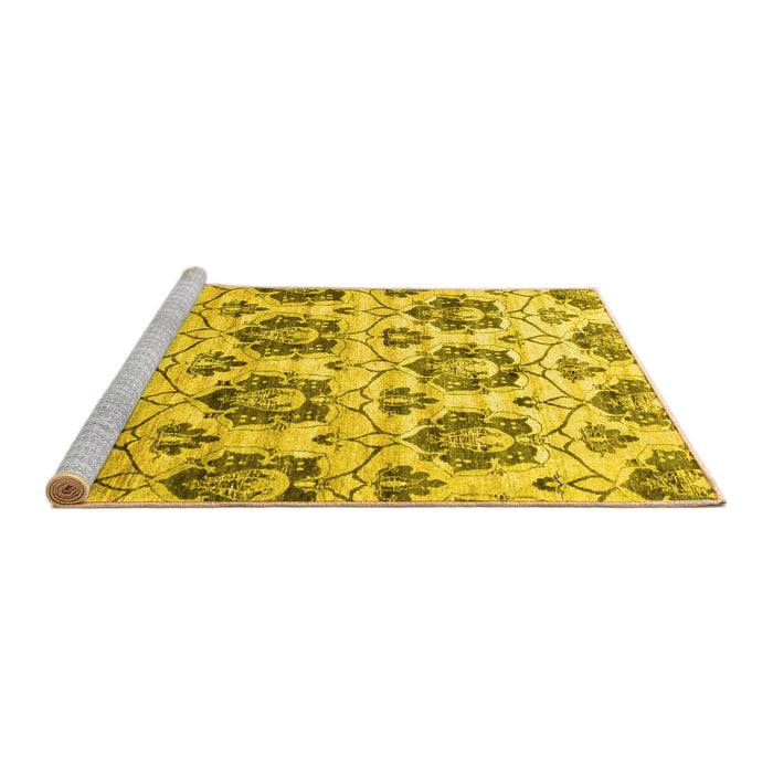 Sideview of Machine Washable Abstract Yellow Contemporary Rug, wshcon826yw