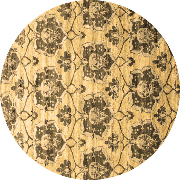 Round Machine Washable Abstract Brown Contemporary Rug, wshcon826brn