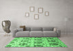 Machine Washable Abstract Emerald Green Contemporary Area Rugs in a Living Room,, wshcon826emgrn