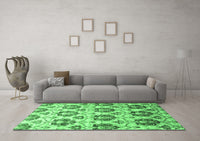 Machine Washable Abstract Emerald Green Contemporary Rug, wshcon826emgrn
