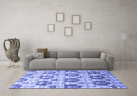 Machine Washable Abstract Blue Contemporary Rug, wshcon826blu