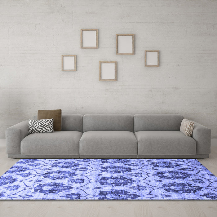 Machine Washable Abstract Blue Contemporary Rug in a Living Room, wshcon826blu