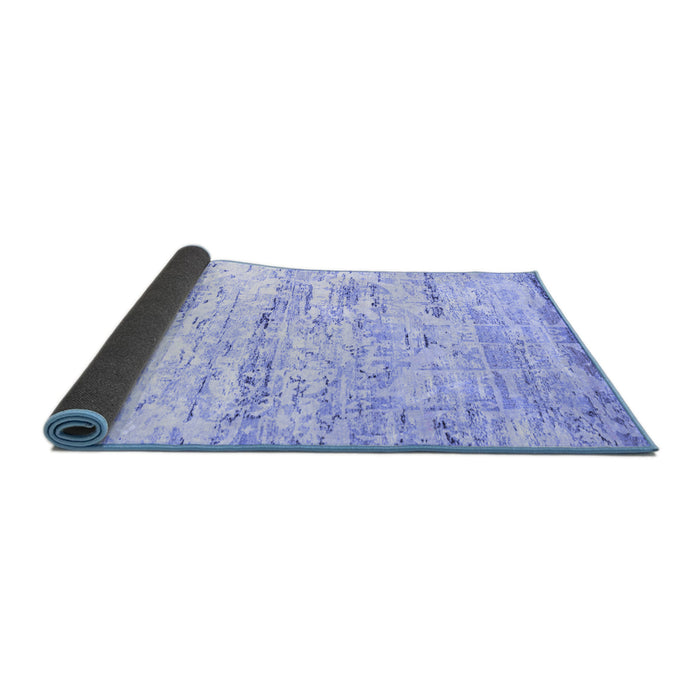 Sideview of Abstract Blue Contemporary Rug, con827blu