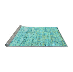 Sideview of Machine Washable Abstract Light Blue Contemporary Rug, wshcon827lblu