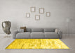 Machine Washable Abstract Yellow Contemporary Rug in a Living Room, wshcon827yw
