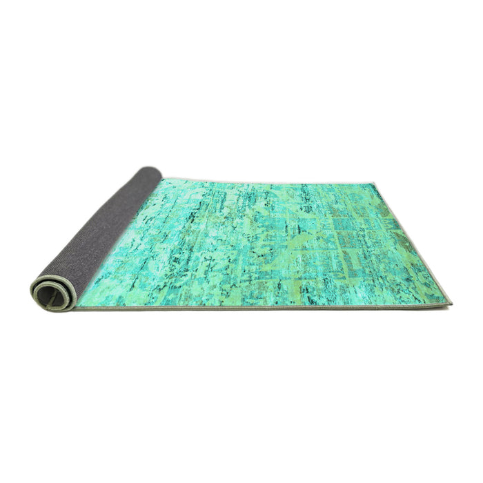 Sideview of Abstract Turquoise Contemporary Rug, con827turq
