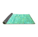 Sideview of Abstract Turquoise Contemporary Rug, con827turq