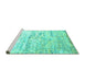 Sideview of Machine Washable Abstract Turquoise Contemporary Area Rugs, wshcon827turq