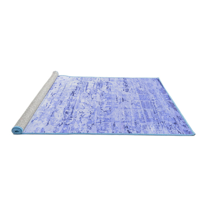 Sideview of Machine Washable Abstract Blue Contemporary Rug, wshcon827blu