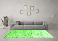 Machine Washable Abstract Green Contemporary Rug, wshcon827grn