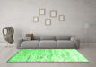 Machine Washable Abstract Emerald Green Contemporary Area Rugs in a Living Room,, wshcon827emgrn