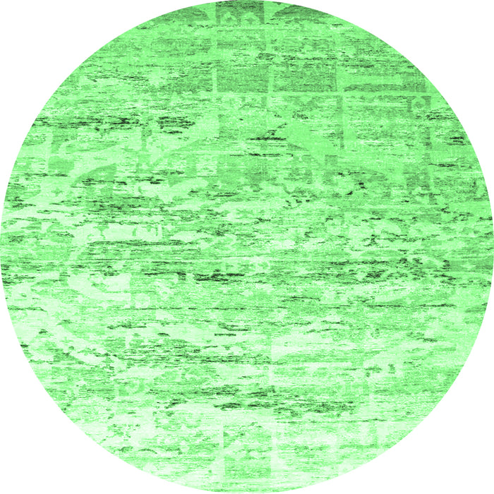 Round Abstract Emerald Green Contemporary Rug, con827emgrn