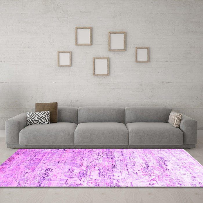 Machine Washable Abstract Purple Contemporary Area Rugs in a Living Room, wshcon827pur