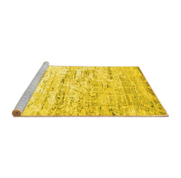Sideview of Machine Washable Abstract Yellow Contemporary Rug, wshcon827yw