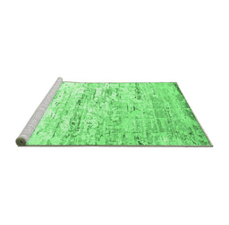 Sideview of Machine Washable Abstract Emerald Green Contemporary Area Rugs, wshcon827emgrn