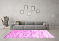 Machine Washable Abstract Pink Contemporary Rug, wshcon827pnk