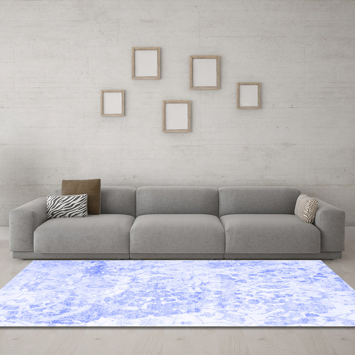 Machine Washable Abstract Blue Contemporary Rug in a Living Room, wshcon828blu