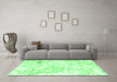 Machine Washable Abstract Emerald Green Contemporary Area Rugs in a Living Room,, wshcon828emgrn