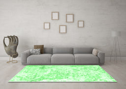 Machine Washable Abstract Emerald Green Contemporary Area Rugs in a Living Room,, wshcon828emgrn
