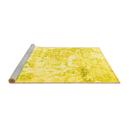 Sideview of Machine Washable Abstract Yellow Contemporary Rug, wshcon828yw
