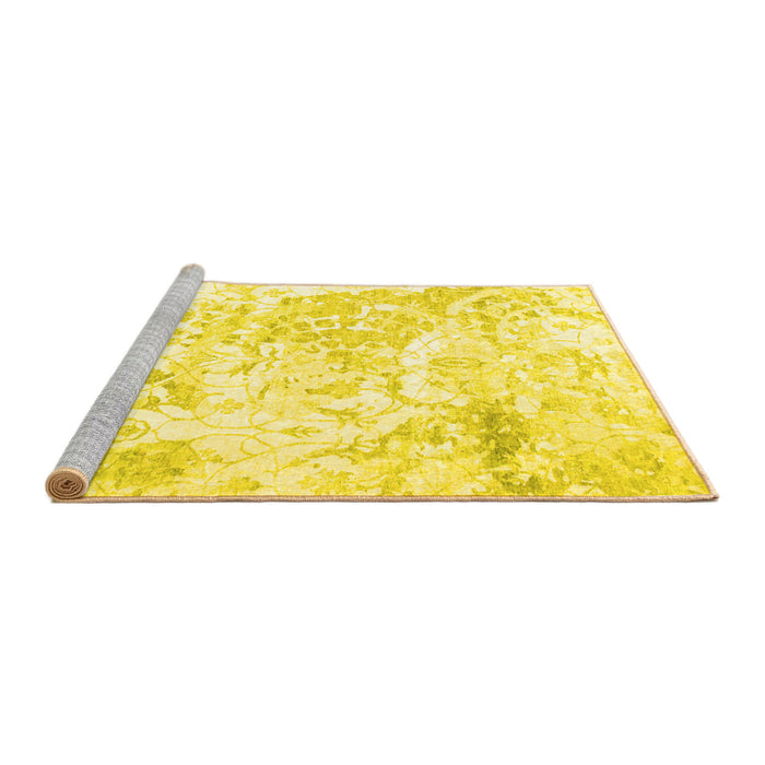 Sideview of Machine Washable Abstract Yellow Contemporary Rug, wshcon828yw