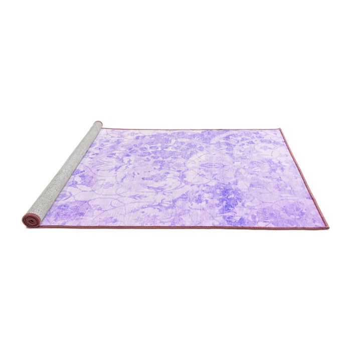 Sideview of Machine Washable Abstract Purple Contemporary Area Rugs, wshcon828pur