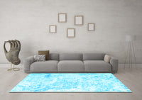 Machine Washable Abstract Light Blue Contemporary Rug, wshcon828lblu