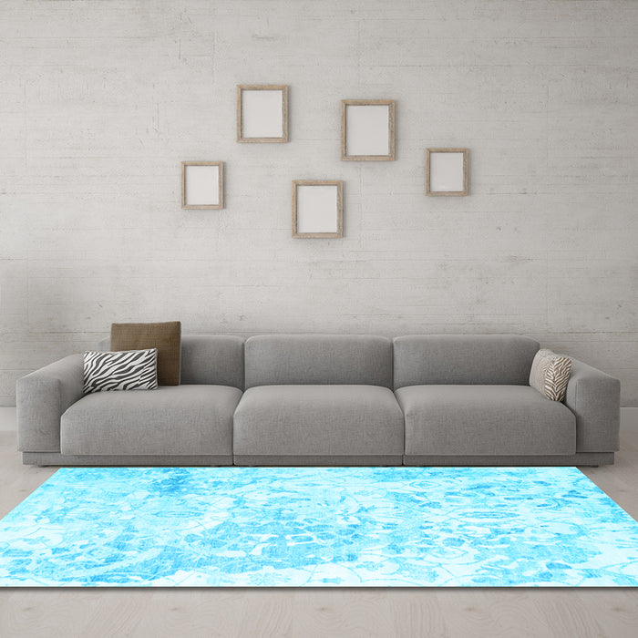 Machine Washable Abstract Light Blue Contemporary Rug in a Living Room, wshcon828lblu