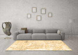 Machine Washable Abstract Brown Contemporary Rug in a Living Room,, wshcon828brn