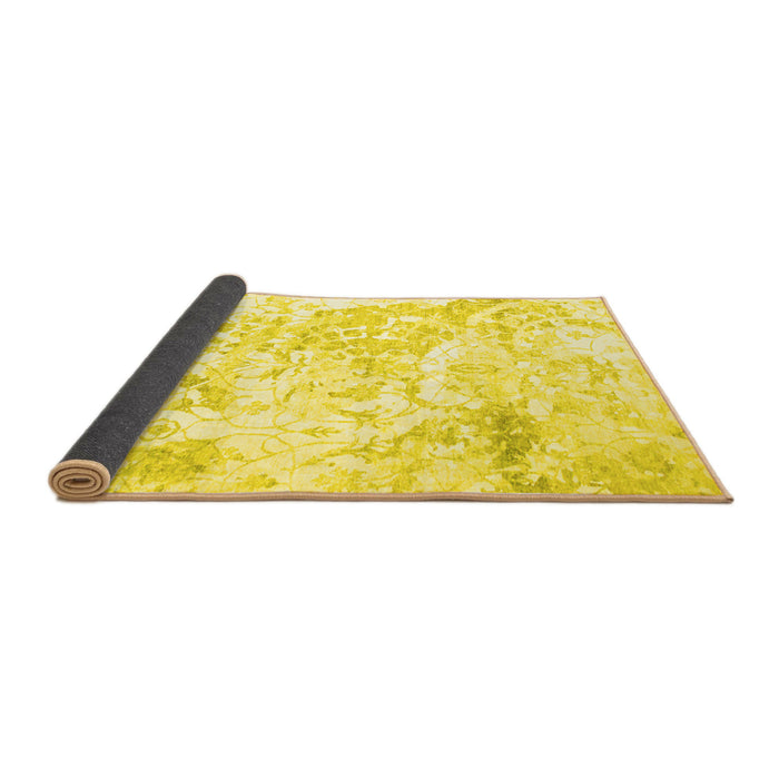 Sideview of Abstract Yellow Contemporary Rug, con828yw